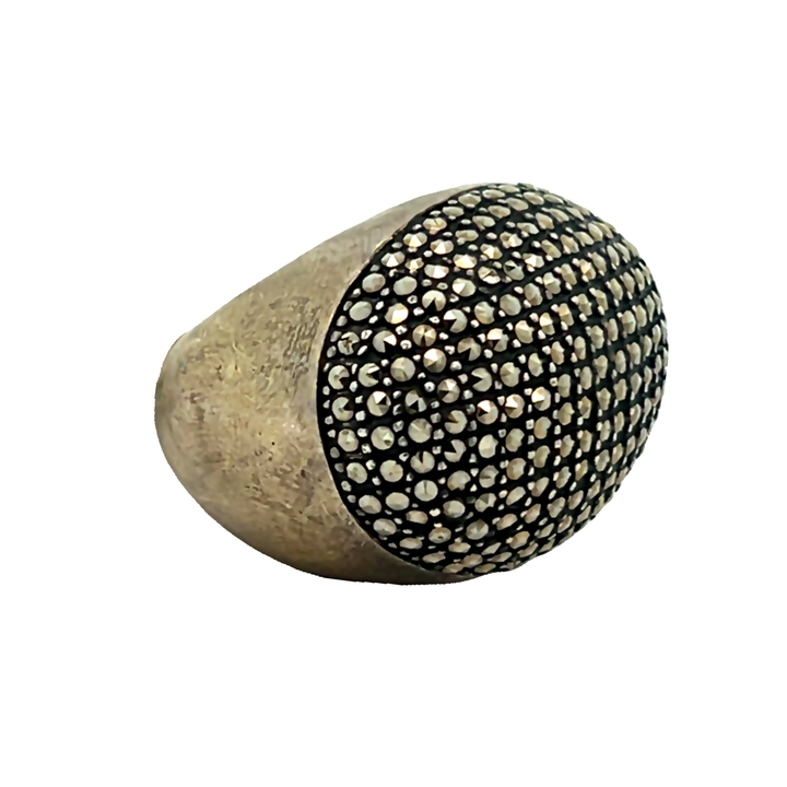 Yellow Color Sterling Silver Marcasite Ring