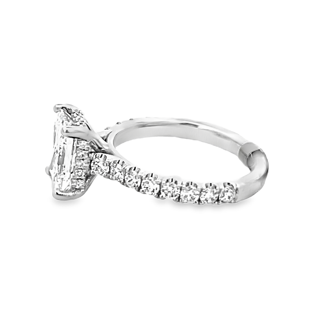 14K White Gold Round and Radiant Cut Diamond Engagement Ring 2.00ctw