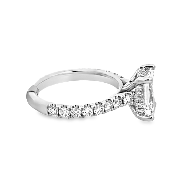 14K White Gold Round and Radiant Cut Diamond Engagement Ring 2.00ctw