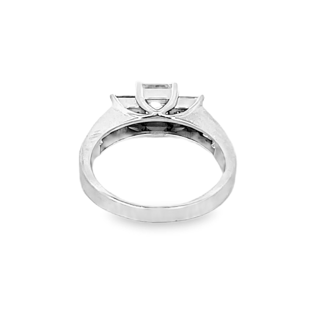 14K White Gold Princess Cut Diamond Three-Stone Engagement Ring 1.50ctw