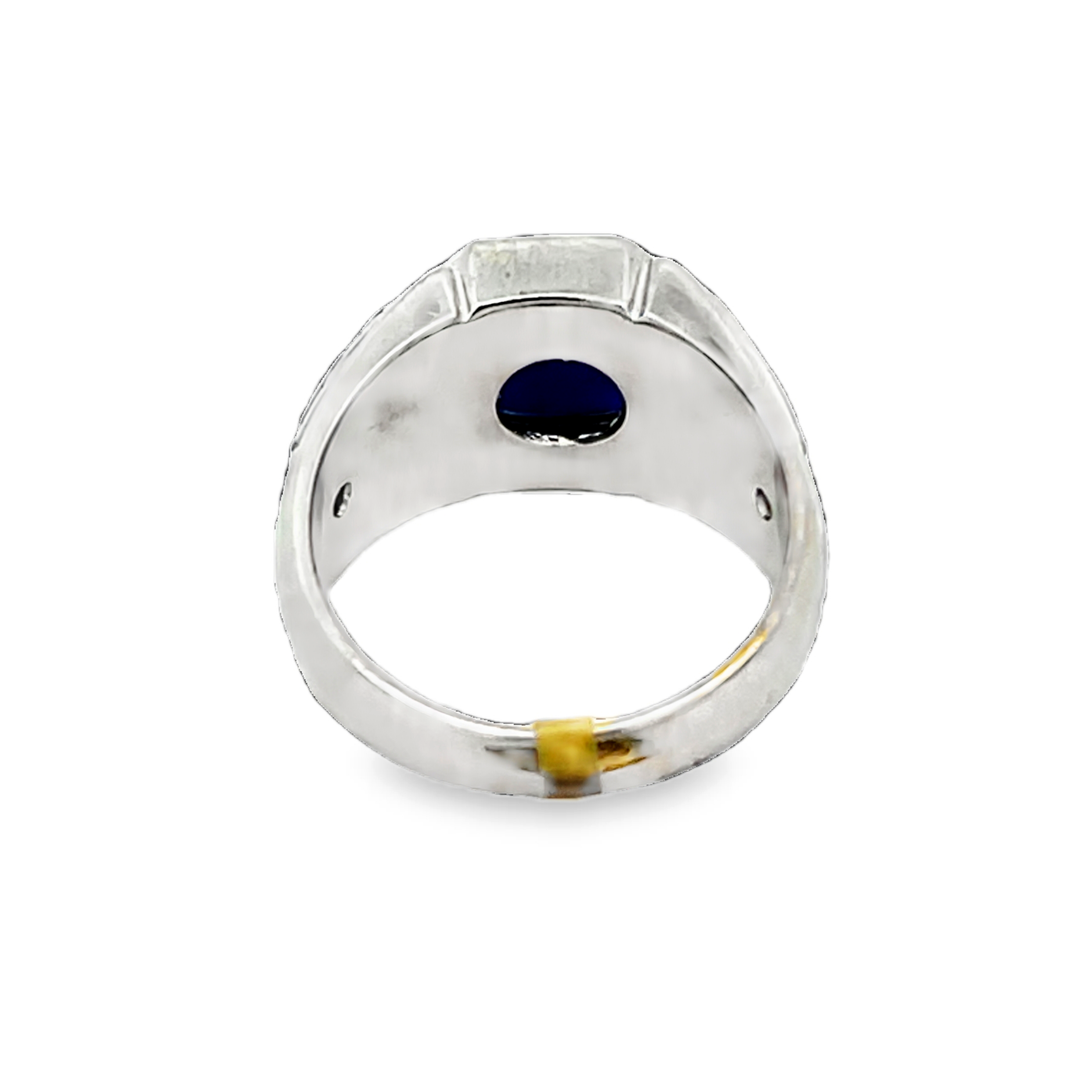 10K White Gold Dyed Tiger's Eye Bezel-Set