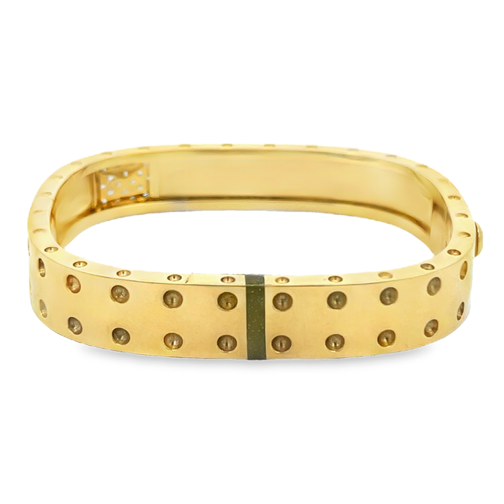 18K Yellow Gold Round Cut Diamond Pois Moi Bangle Bracelet 0.26ctw 46X56