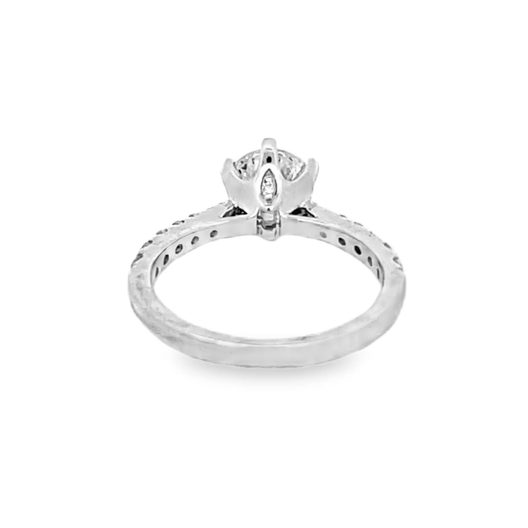 14K White Gold Round Cut Diamond Engagement Ring 1.22ctw