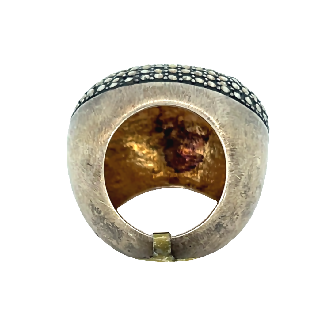 Yellow Color Sterling Silver Marcasite Ring
