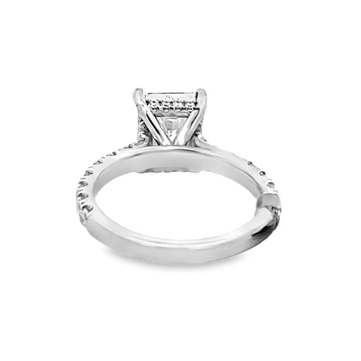 14K White Gold Round and Radiant Cut Diamond Engagement Ring 2.00ctw