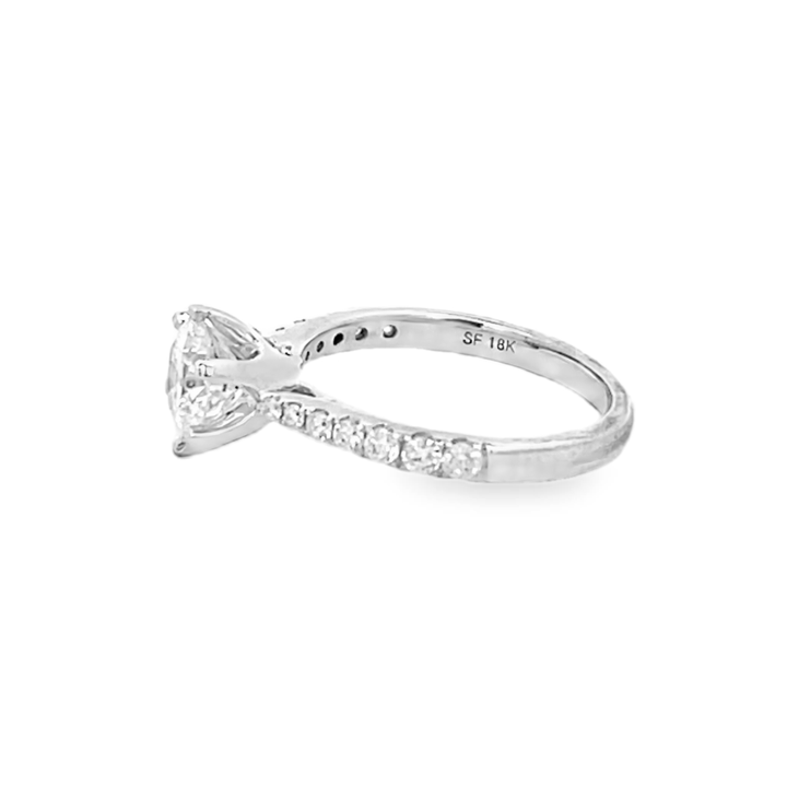 14K White Gold Round Cut Diamond Engagement Ring 1.22ctw