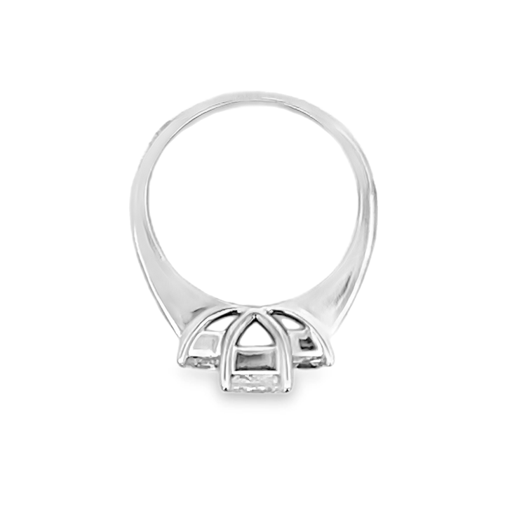 14K White Gold Princess Cut Diamond Three-Stone Engagement Ring 1.50ctw