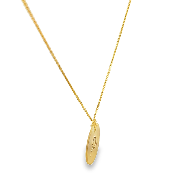 18K Yellow Gold Round Cut Diamond Circle "A" Initial Pendant Necklace