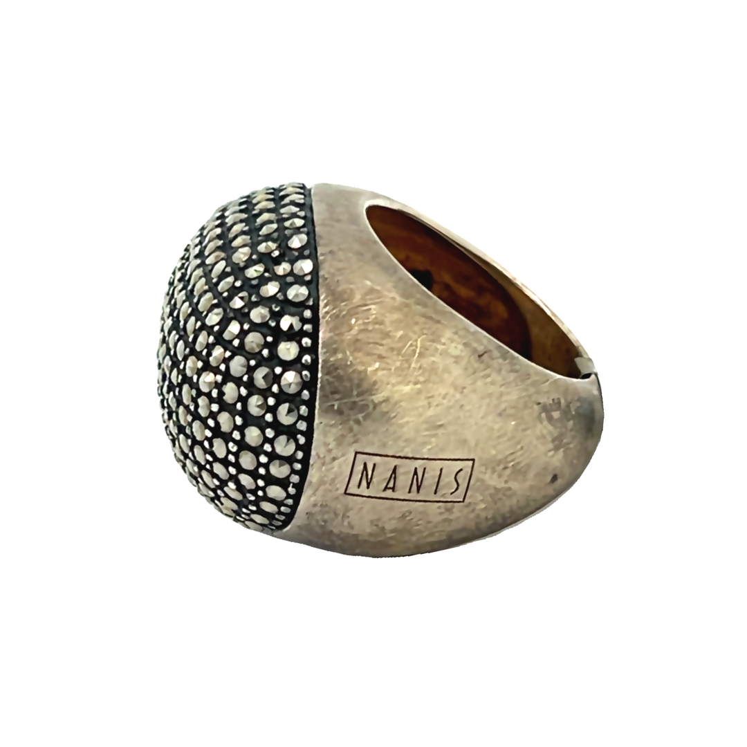 Yellow Color Sterling Silver Marcasite Ring