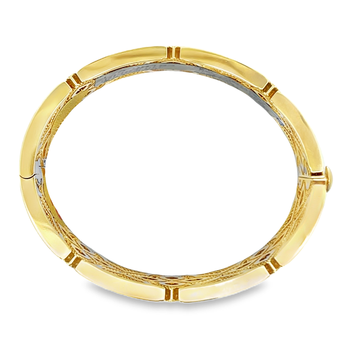 18K Yellow Gold Round Cut Diamond Venetian Princess Bangle Bracelet 0.75ctw 48X58