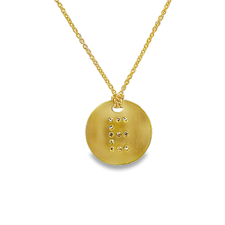 18K Yellow Gold Round Cut Diamond Circle Initial Pendant Necklace