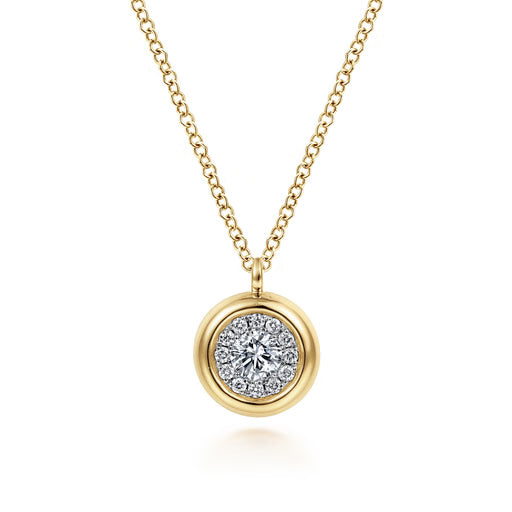 14K Yellow Gold Pendant Diamond 0.25ct Necklace
