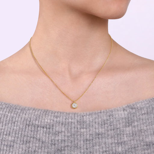 14K Yellow Gold Pendant Diamond 0.25ct Necklace