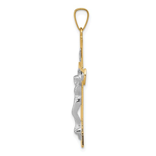 14K Gold Two-Tone INRI Crucifix Pendant