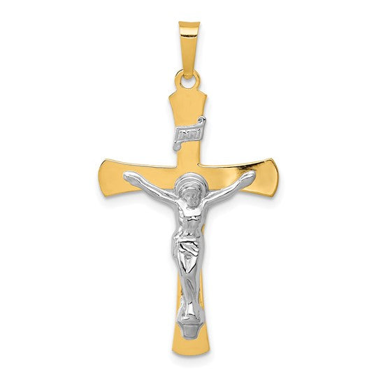 14K Gold Two-Tone INRI Crucifix Pendant
