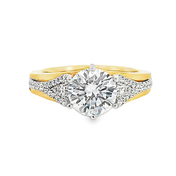 Two Tone 0.24 Carat Diamond Semi Mounting Ring