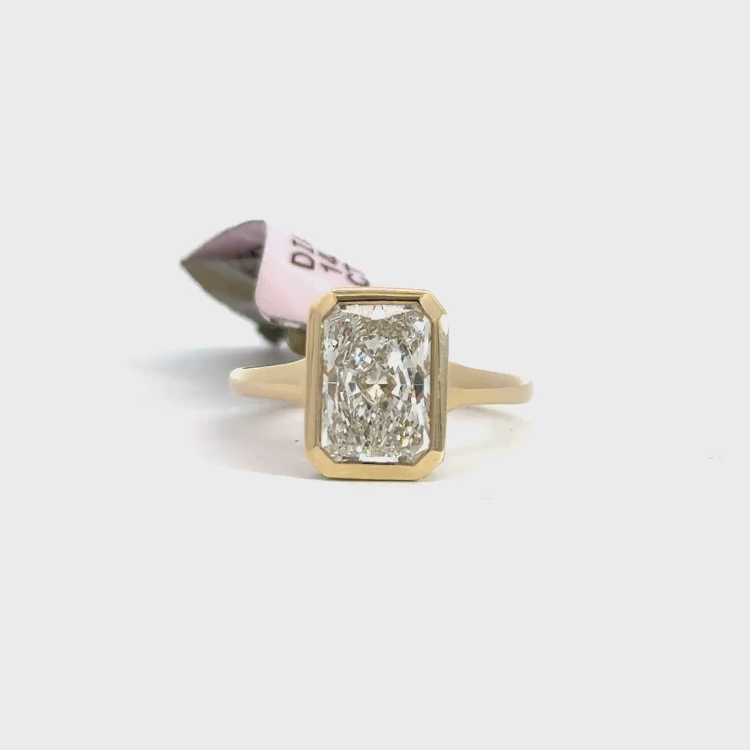 3.03 Carat Radiant Cut Lab-Grown Diamond Bezel Set Ring