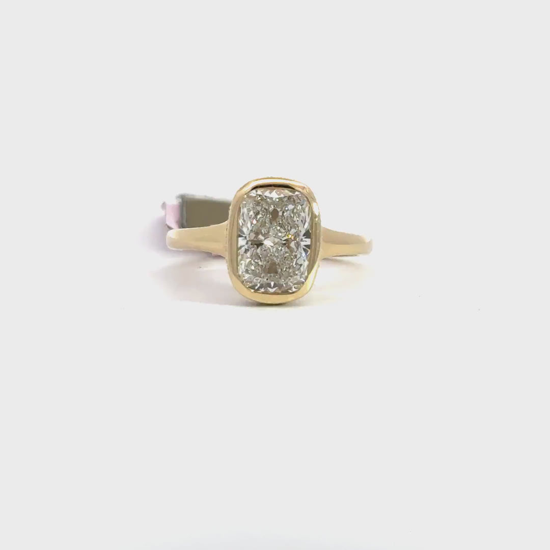 Cushion Cut Lab Diamond Bezel Set Ring