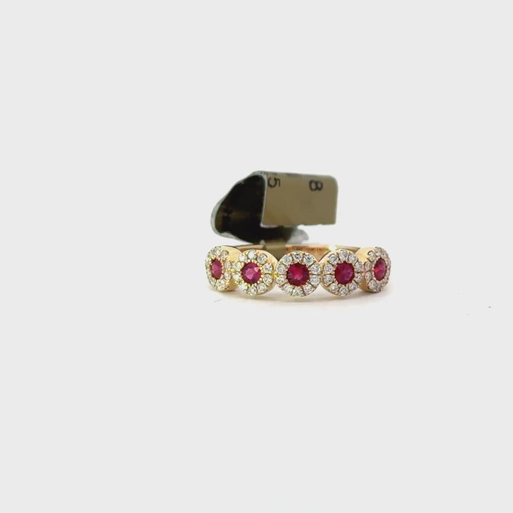 Ruby Halo Ring in Yellow Gold