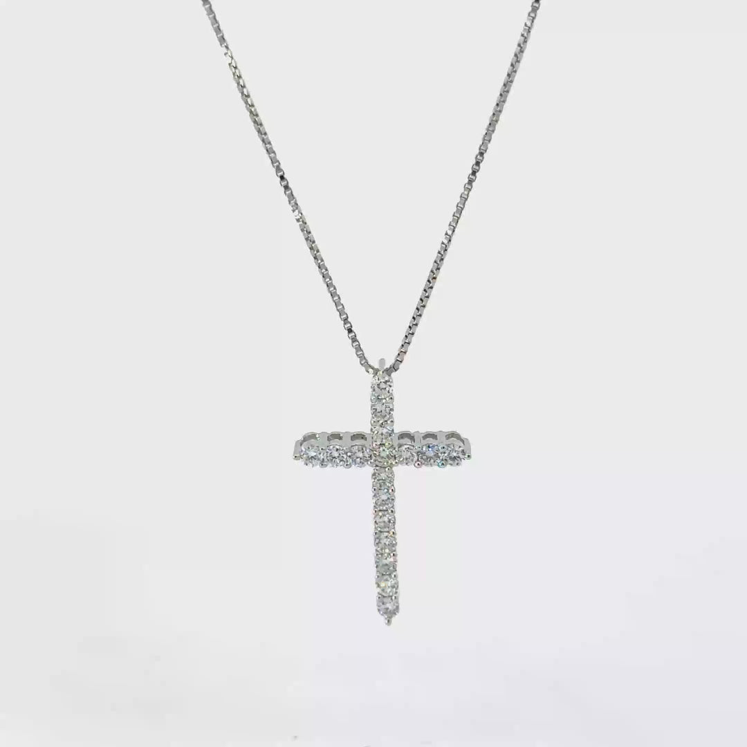 Lab Diamond Cross Pendant Necklace in Silver