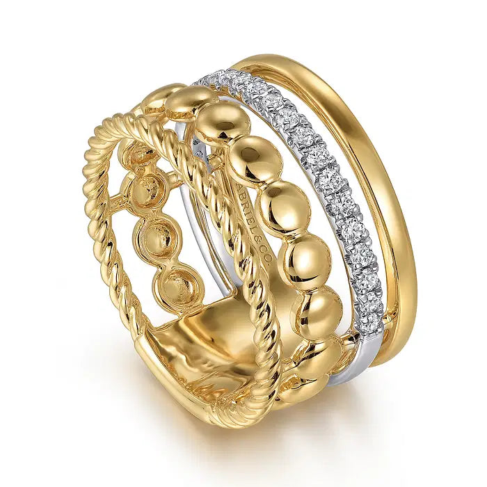 Two Tone Gold Diamond Stackable Ring