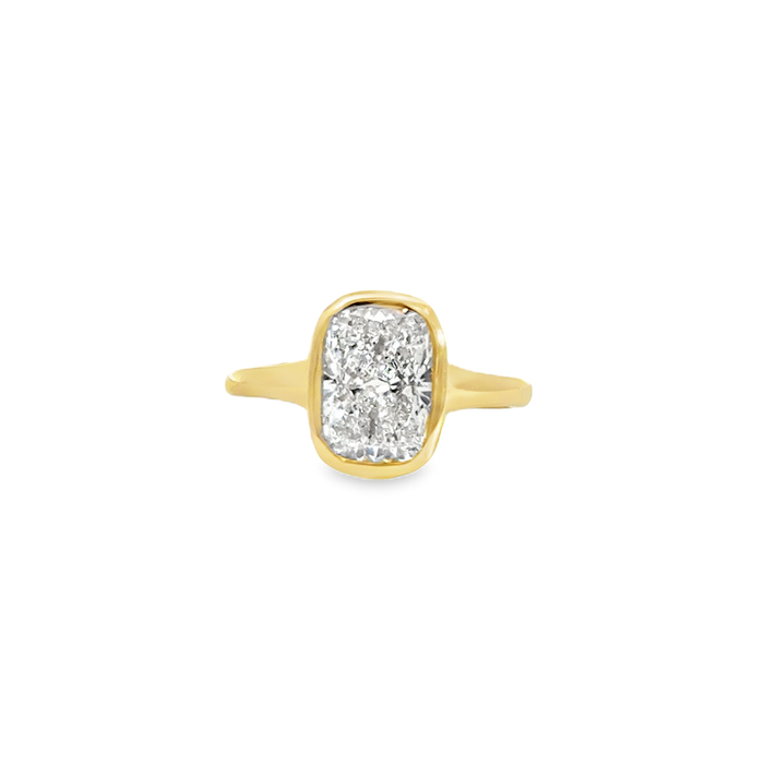 Cushion Cut Lab Diamond Bezel Set Ring