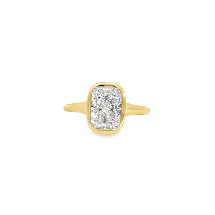 Cushion Cut Lab Diamond Bezel Set Ring