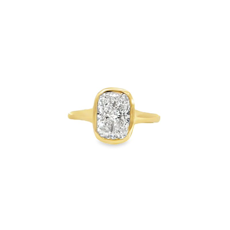 Cushion Cut Lab Diamond Bezel Set Ring
