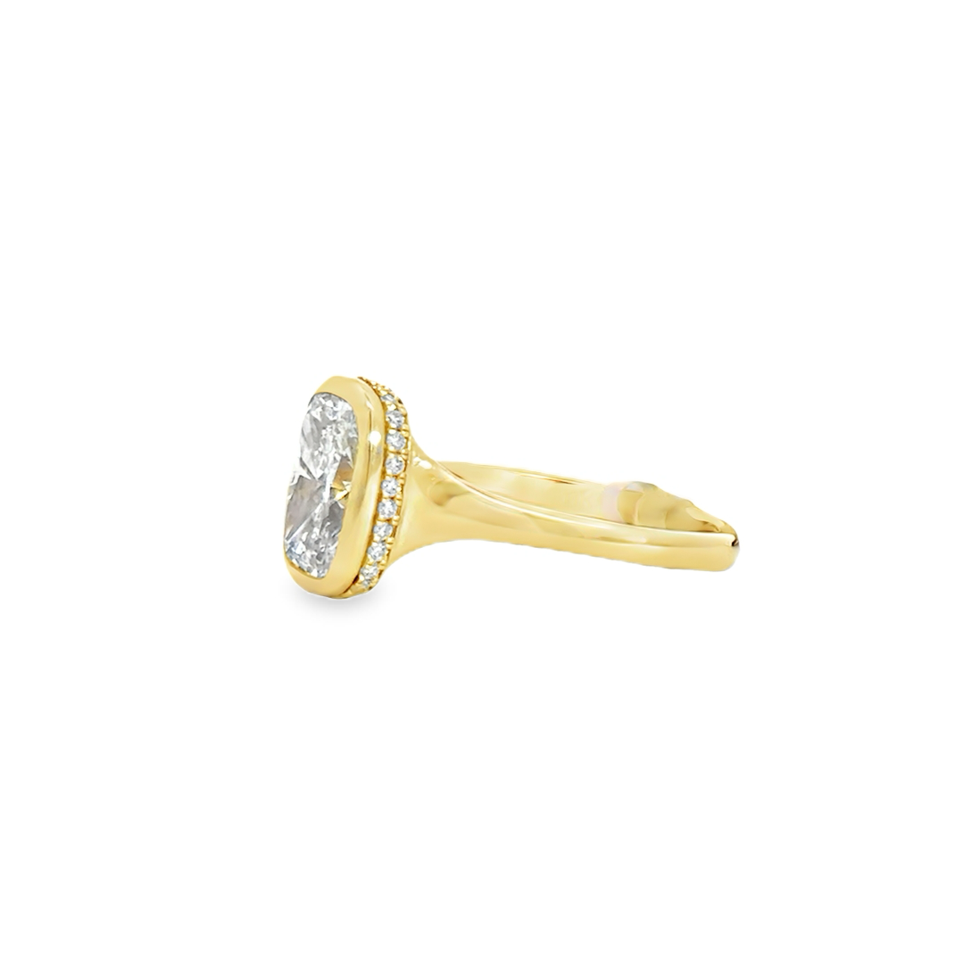 Cushion Cut Lab Diamond Bezel Set Ring