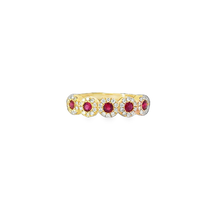 Ruby Halo Ring in Yellow Gold
