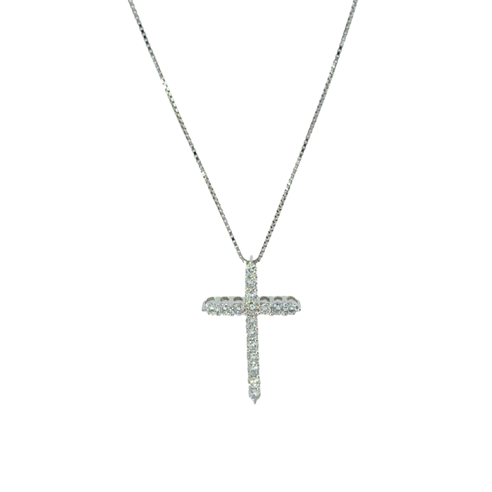 Lab Diamond Cross Pendant Necklace in Silver