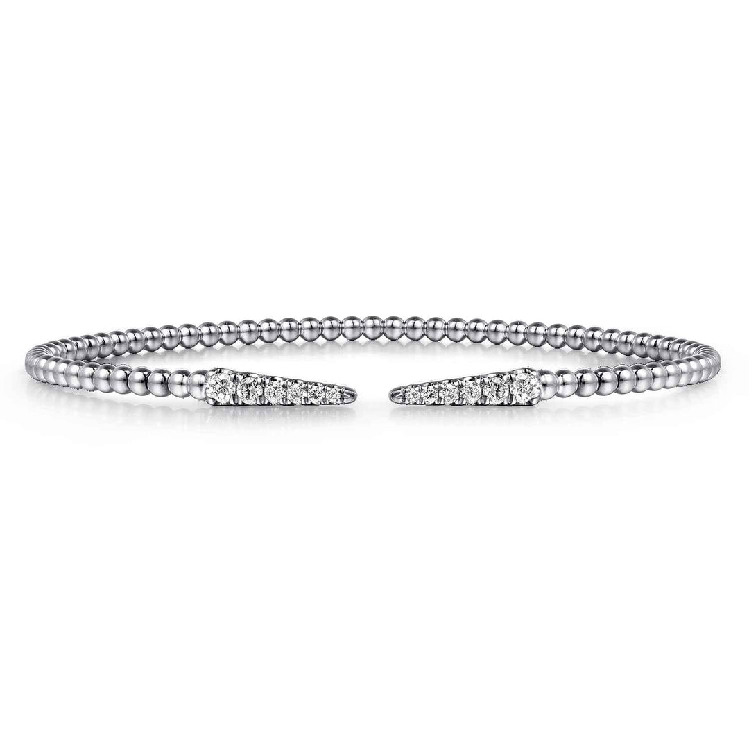 Bujukan 14K White Gold Spike Split Bangle Bracelet
