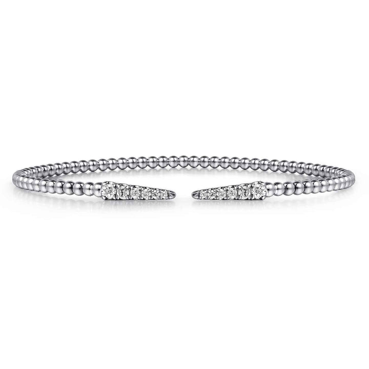 Bujukan 14K White Gold Spike Split Bangle Bracelet