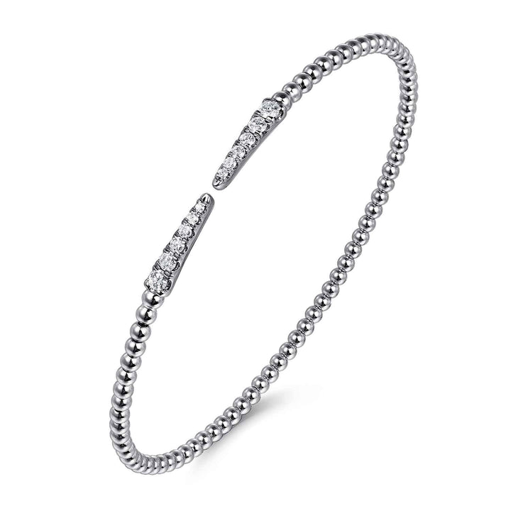 Bujukan 14K White Gold Spike Split Bangle Bracelet