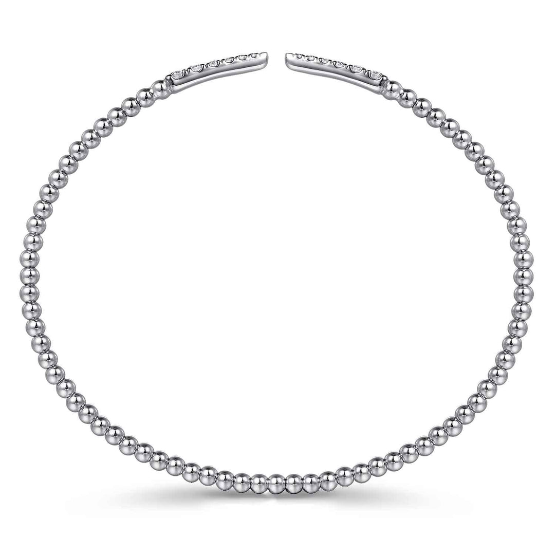 Bujukan 14K White Gold Spike Split Bangle Bracelet