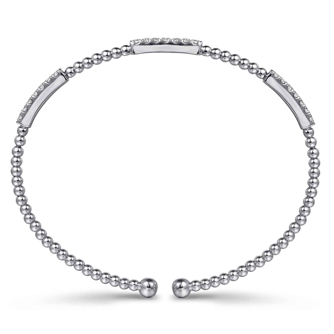 Bujukan 14K White Gold Station Bangle Bracelet