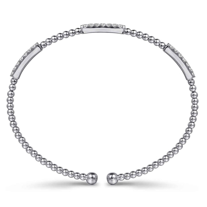 Bujukan 14K White Gold Station Bangle Bracelet