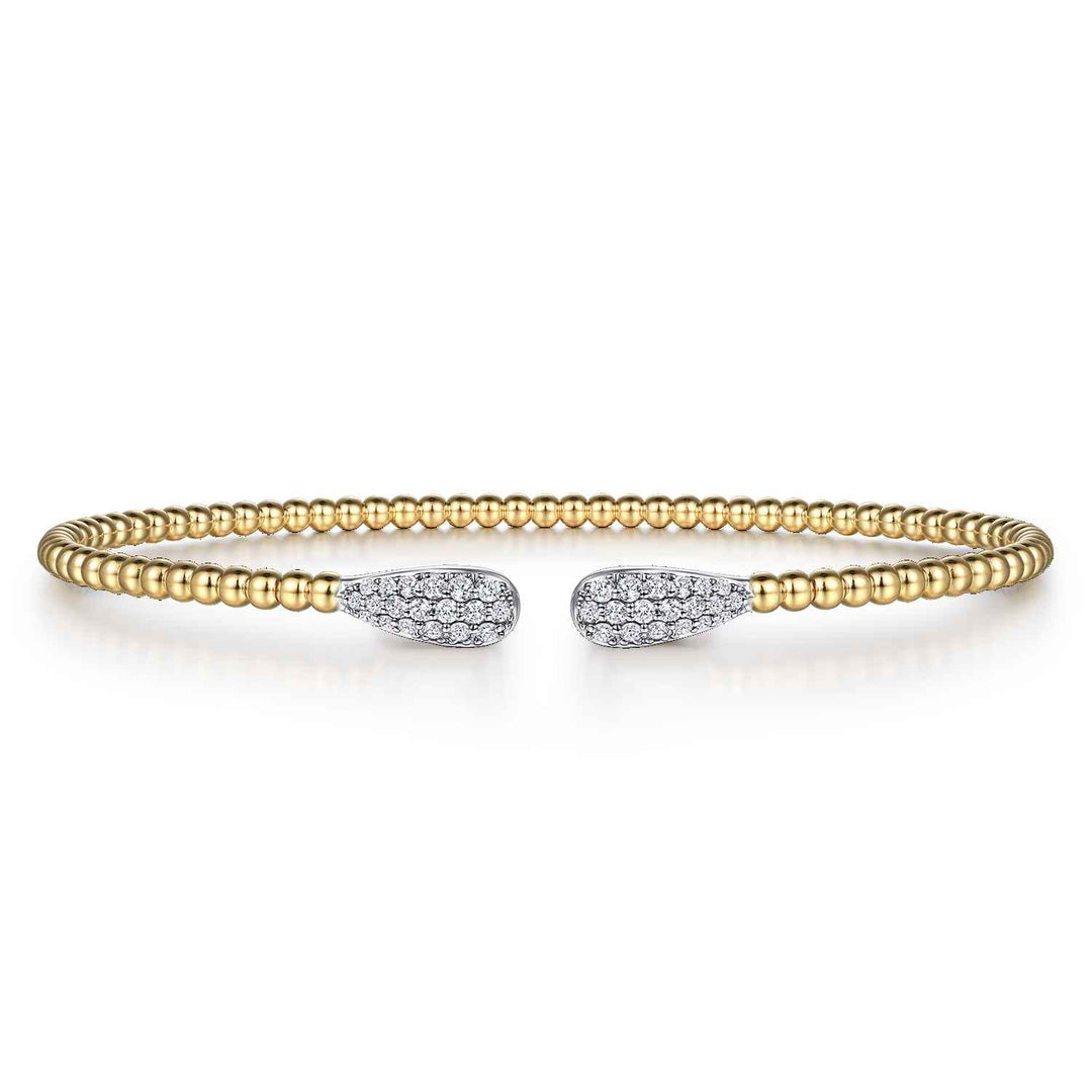 Bujukan 14K Yellow Gold Teardrop Bangle Bracelet