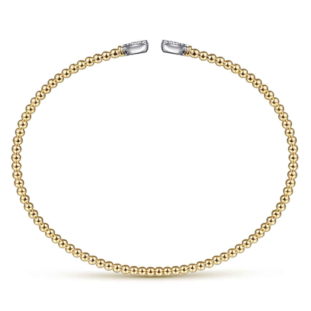 Bujukan 14K Two-Tone Gold Hearts Split Bangle Bracelet