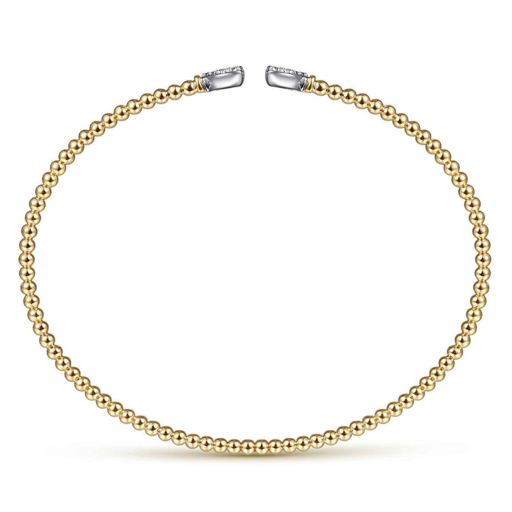Bujukan 14K Two-Tone Gold Hearts Split Bangle Bracelet