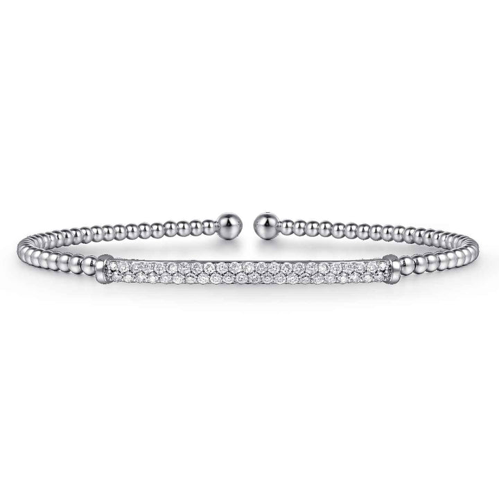 Bujukan 14K White Gold Bar Split Bangle Bracelet