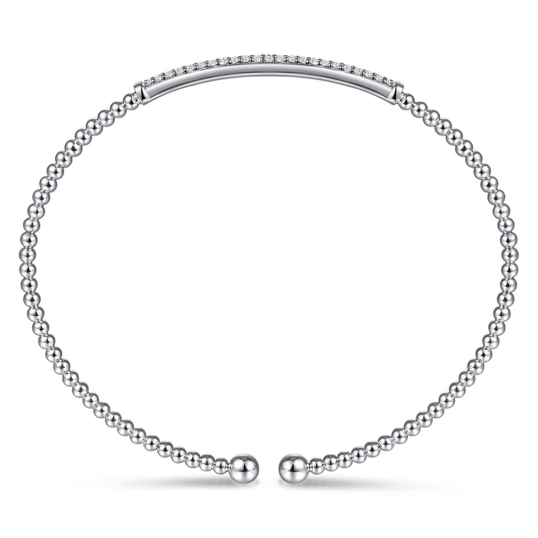 Bujukan 14K White Gold Bar Split Bangle Bracelet