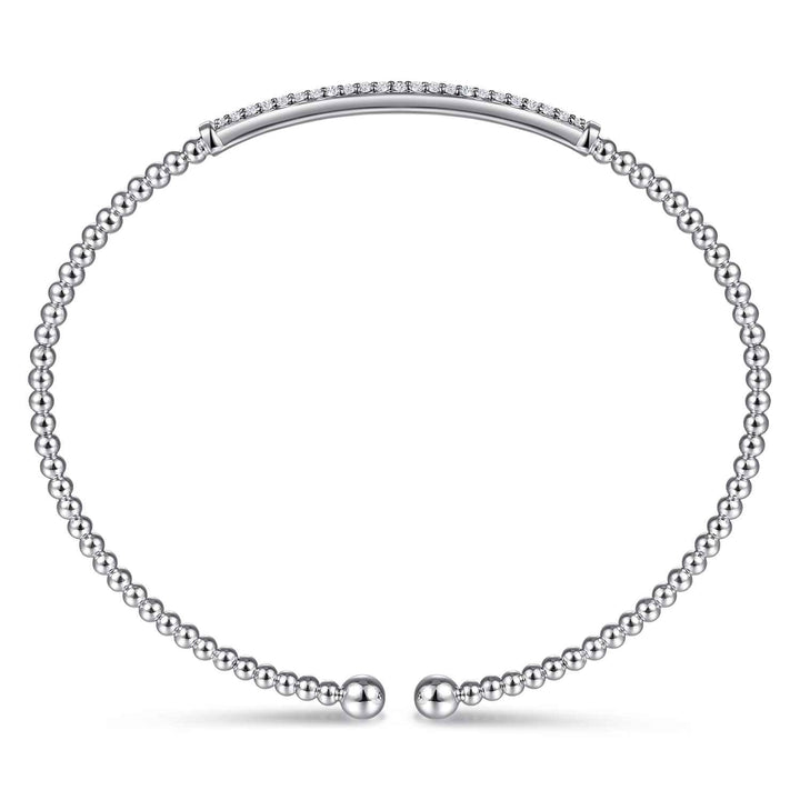 Bujukan 14K White Gold Bar Split Bangle Bracelet
