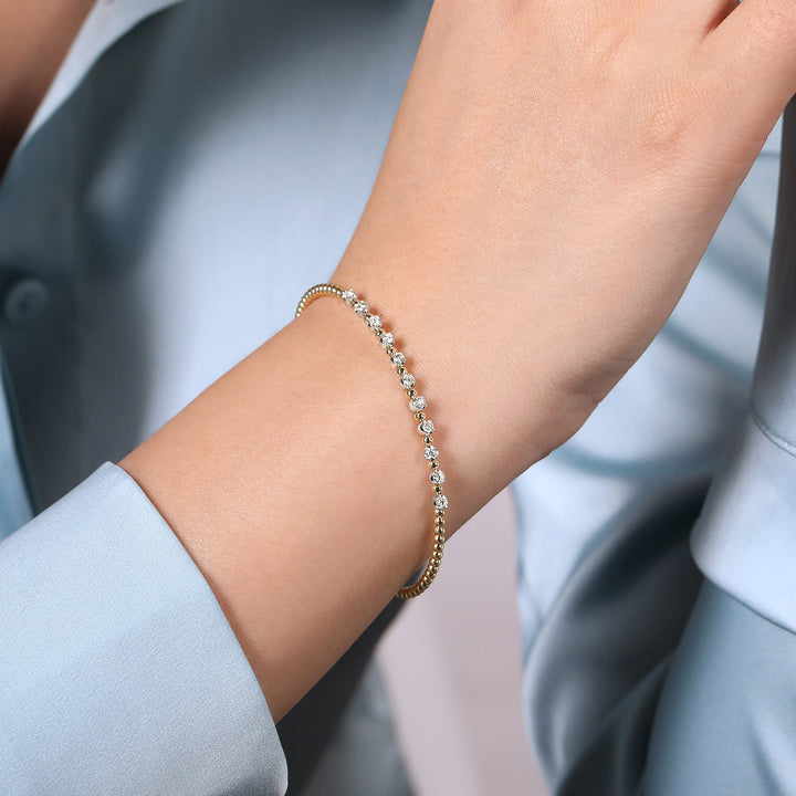 Bujukan 14K Two-Tone Gold Split Bangle Bracelet
