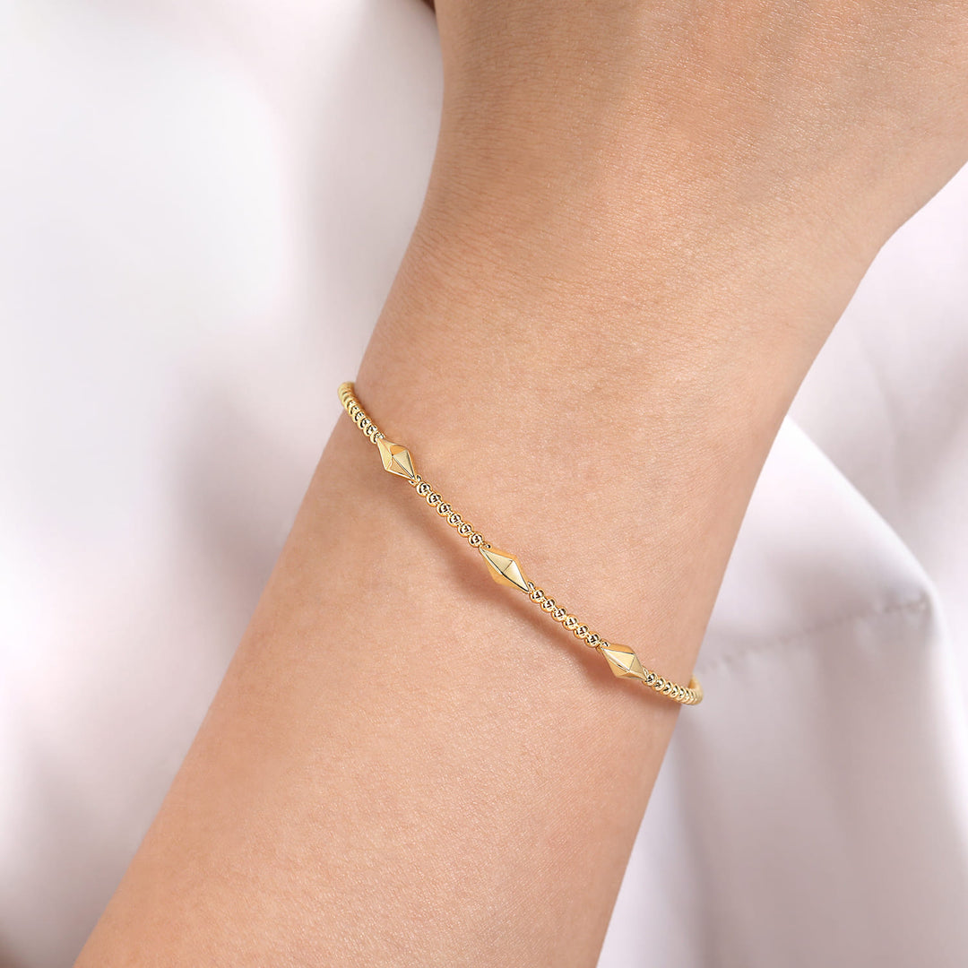 Bujukan 14K Yellow Gold Pyramid Station Bracelet