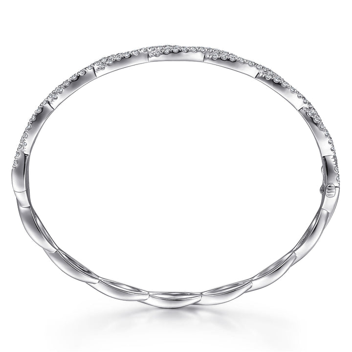 Lusso 14K White Gold Round Twisted Bangle Bracelet