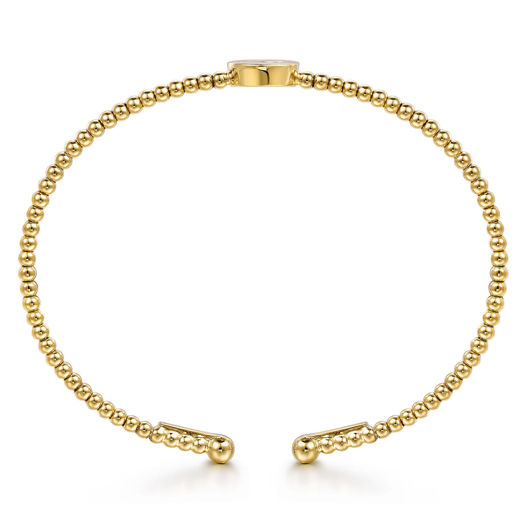 14K Yellow Gold Round Initial C Cuff Bracelet