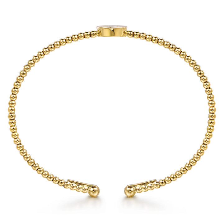 14K Yellow Gold Round Initial C Cuff Bracelet