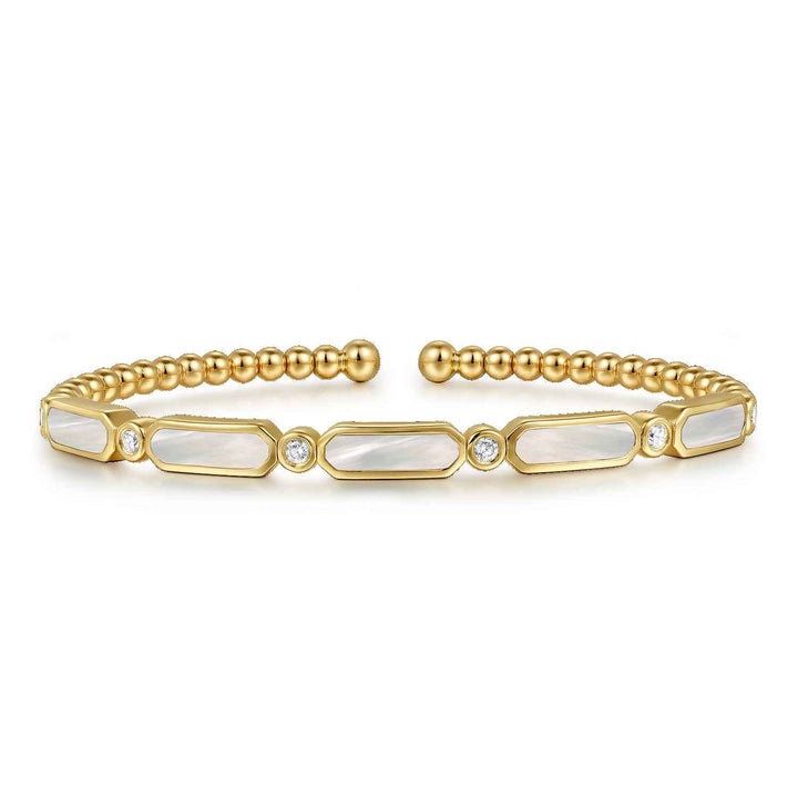 Bujukan 14K Yellow Gold Mother of Pearl Bangle Bracelet
