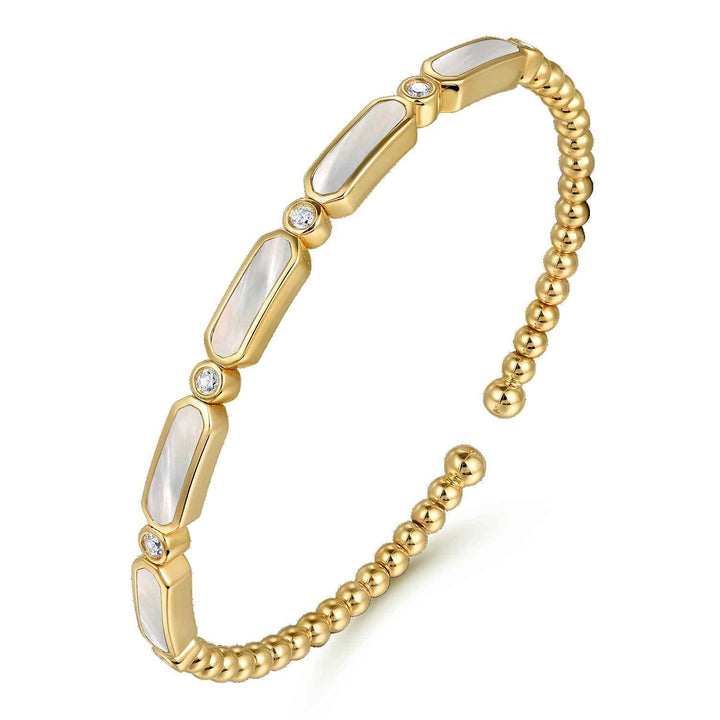 Bujukan 14K Yellow Gold Mother of Pearl Bangle Bracelet